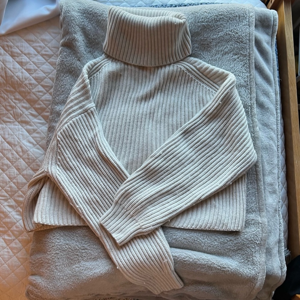 Aritzia Turtleneck Merino Wool Cream Sweater Size Medium
